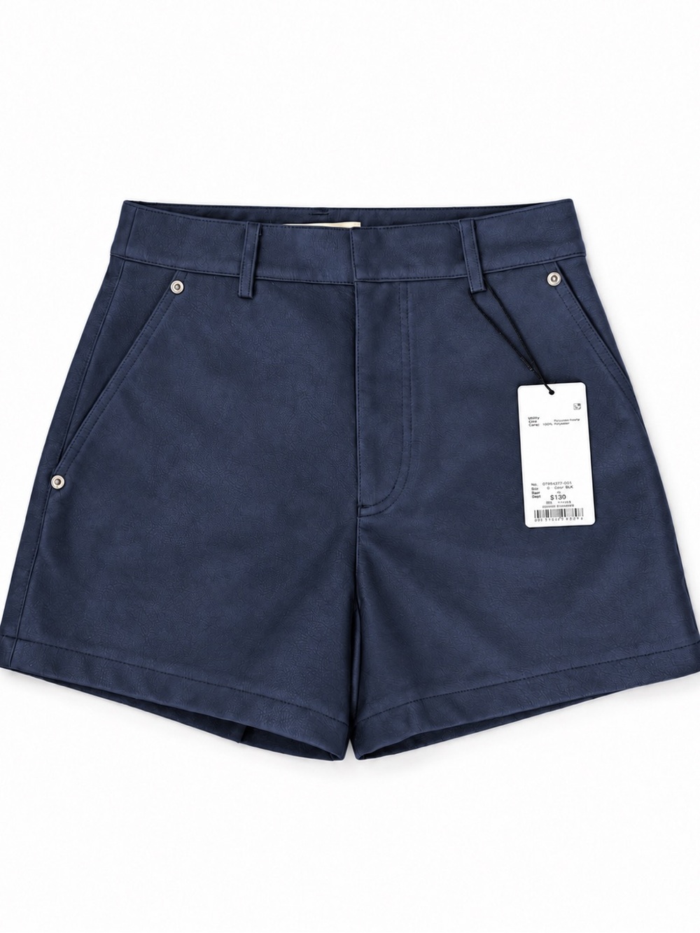 MOUSSY NWT Faux Leather High Rise Shorts Womens Size 1 Light Black Rivet Pockets